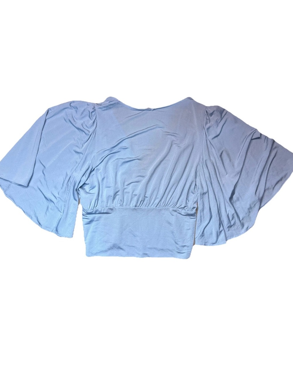 Anthropologie • Size S Blue V-Neck Wide Flowing Kimono Style Sleeves Blouse NWT - Picture 6 of 10